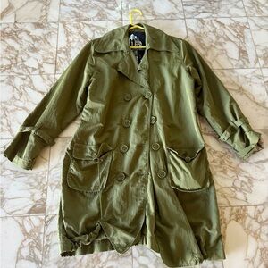 Olive Double-Breasted Women's Coat